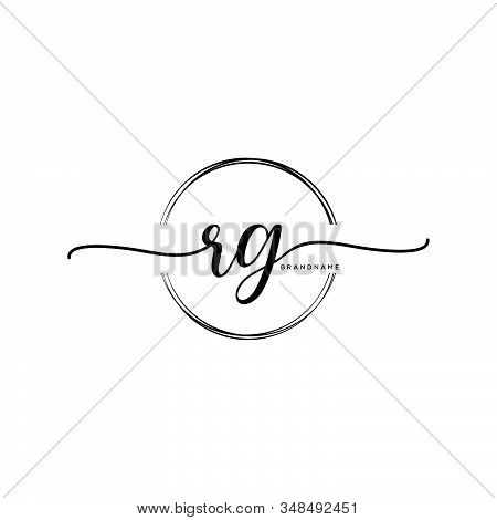 Rg Initial Handwriting Logo With Circle Template Vector.
