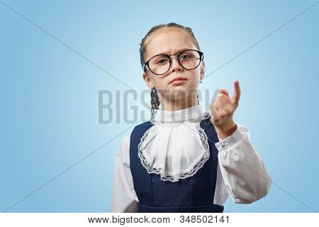 Smart Student Girl Warn Caution Gesture Copyspace