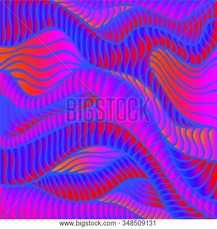 Bright Psychedelic Art Waves Decorative Texture. Vector Hand Drawn Creative Illustration. Hippie Abs