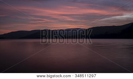 Sunrise Over Ullswater, The Lake District. Ullswater Is The Second Largest Lake In The English Lake 
