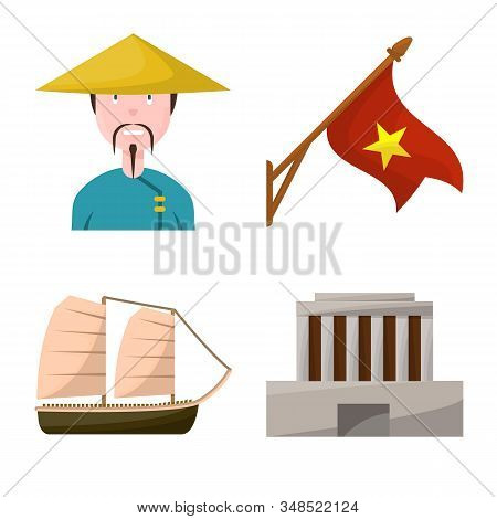 Vector Design Of Vietnam And Traditional Symbol. Set Of Vietnam And Asia Stock Symbol For Web.