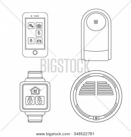 Vector Illustration Of Office And House Sign. Set Of Office And System Stock Symbol For Web.