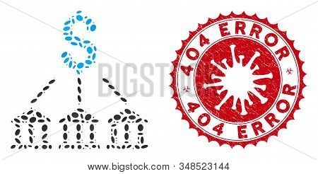 Mosaic Bank Association Icon And Red Round Rubber Stamp Seal With 404 Error Phrase And Coronavirus S