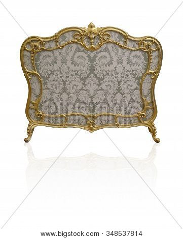 Golden Fire Screen Isolated On White Background. Design Element With Clipping Path