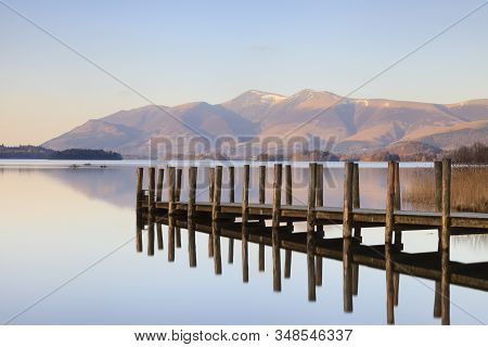 Lodore Landing Stage.  The Landing Stage Is Situated On The Southern Edge Of Derwentwater In The Eng
