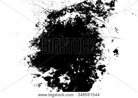 Grunge Used Dirty Background. Distress Urban Frame Texture. Brushed Black Paint Cover. Overlay Aged 