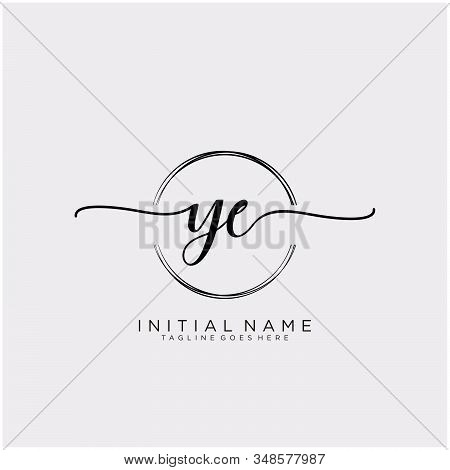 Ye Initial Handwriting Logo With Circle Template Vector.