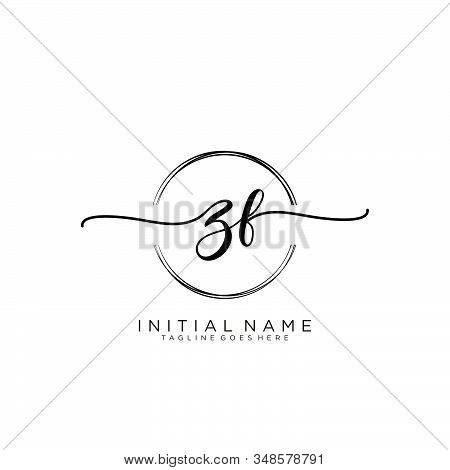 Zf Initial Handwriting Logo With Circle Template Vector.