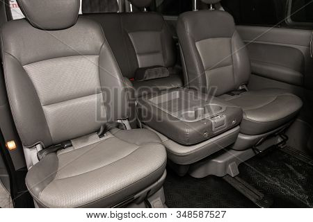 Novosibirsk, Russia - December 18, 2019:  Hyundai Grand Starex, Leather Interior Design, Car Passeng