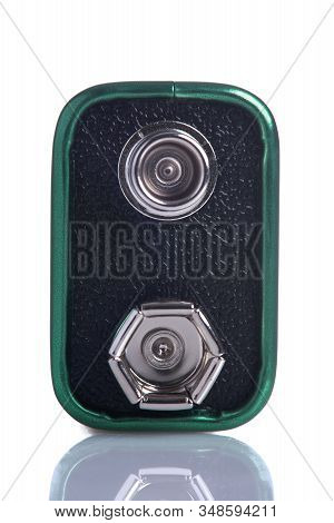 Nine Volt Battery Isolated On White Background, Front View