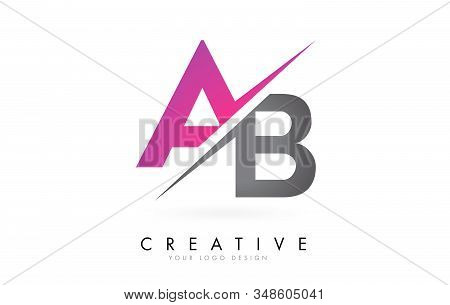 Ab A B Letter Logo With Color Block Design And Creative Cut. Creative Logo Design.