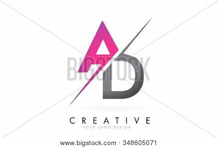 Ad A D Letter Logo With Colorblock Design And Creative Cut. Creative Logo Design.