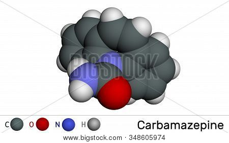 Carbamazepine, Cbz, C15h12n2o  Molecule. It Is Anticonvulsant And Analgesic Drug, Used In Therapy Of