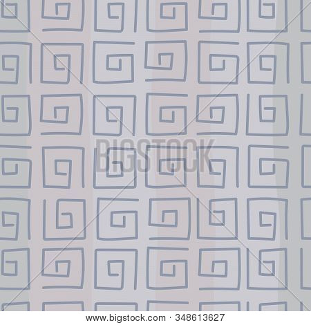 Doodle Background, Snail Pattern. Square Shaped Spirals, Swirling Lines On The Background Of Vertica