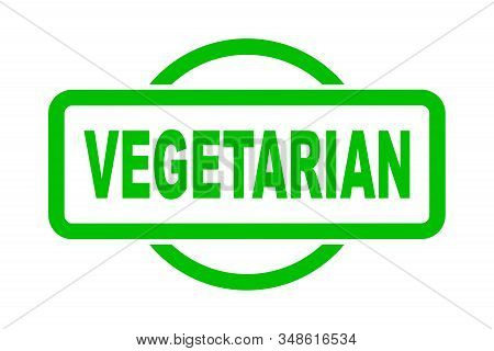 An Vegitarian Rubber Stamp In Green Over A White Background