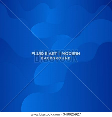 Abstract Fluid Art Banner Water Wave Shape Desgin Color Blue Style Background. Vector Illustration