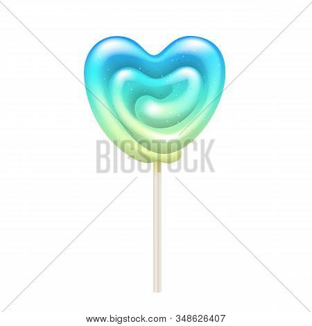 Colorful Heart Shape Lollipop - Sweet Hard Candy On Stick.