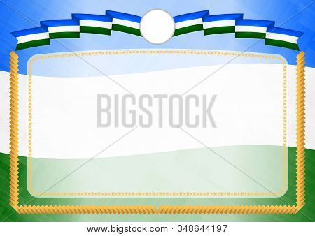 Border Made With Bashkortostan National Flag. Brush Stroke Frame. Template Elements For Your Certifi