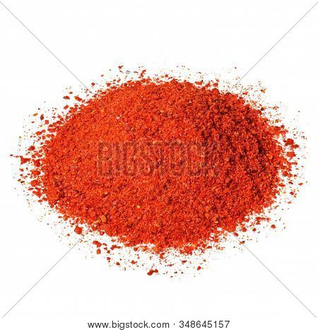 Powdered Pimienta Roja Red Pepper Pile Isolated On White.