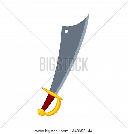Cartoon Toy Gray Scimitar. Medieval Festival Props. Fairy Tale Theme Vector Illustration For Icon, S