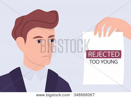 Recruitment Ageism Concept. Hr Specialist Reject Young Man Cv.