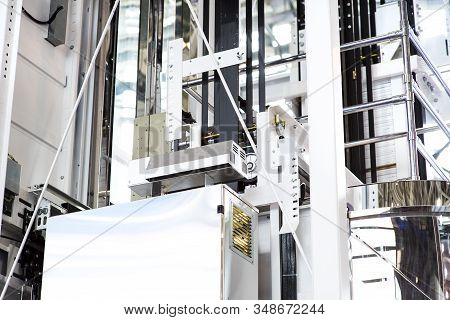 Elevator Installation, Lift Technician Installing A Modern Elevator