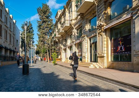 Baku, Azerbaijan 27 January 2020 - People Traveling In The Streets Of Baku.