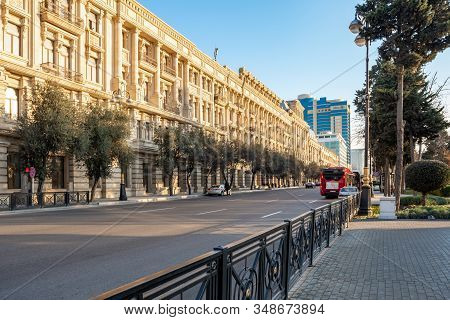 Baku, Azerbaijan 27 January 2020 - Traffic The Streets Of Baku.