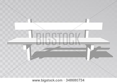 Wooden Bench Isolated On White Background. Park Brown Vector Bench In Flat Style