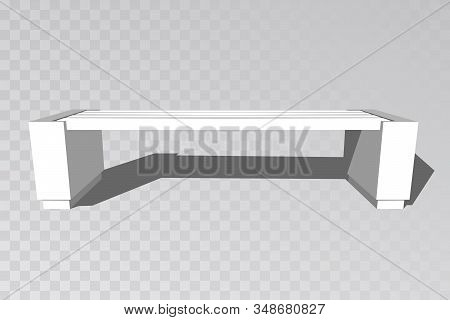 Wooden Bench Isolated On White Background. Park Brown Vector Bench In Flat Style