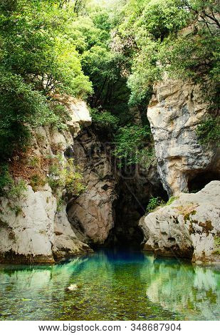 Resurgence Of Sammaro River Near Roscigno In Cilento National Park, Campania, Italy