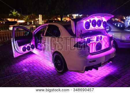 Pasay, Ph - Dec. 7: Customized Sound System Of Honda Civic At Bumper To Bumper 15 Car Show On Decemb