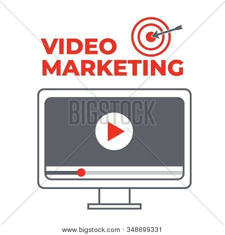 Video Marketing. Abstract Vector Concept Background. Goal And Target, Aim And Camera, Optimization M