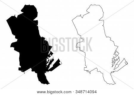 Aarhus City (kingdom Of Denmark) Map Vector Illustration, Scribble Sketch City Of Arhus Map