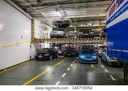 Editorial 08.31.2019 Ms Baltic Princess Cars On Two Decks On The Large Car Ferry Heading To Stockhol