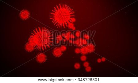 Virus Cells Flowing Corona Virus Cells Concept.viral Disease Outbreak.  Hepatitis Viruses, Influenza