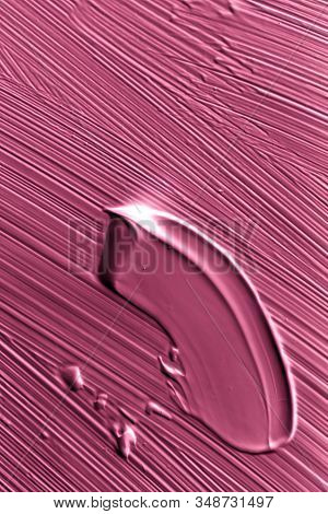 Cosmetics Abstract Texture Background, Pink Acrylic Paint Brush Stroke, Textured Cream Product As Ma