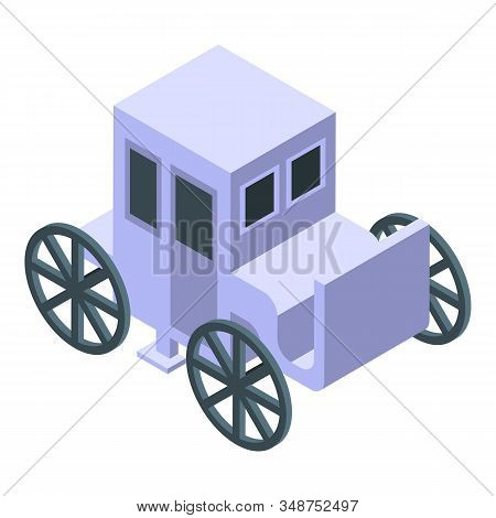 White Wedding Carriage Icon. Isometric Of White Wedding Carriage Vector Icon For Web Design Isolated
