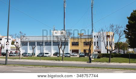 View Of The Facade Of The City S Volunteer Fire Station Of Albufeira, Portugal