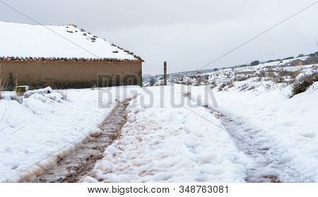 Old Snowy Houses In The Town Of Barracas