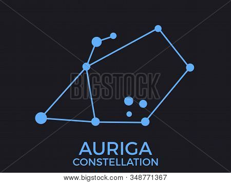 Auriga Constellation. Stars In The Night Sky. Cluster Of Stars And Galaxies. Constellation Of Blue O