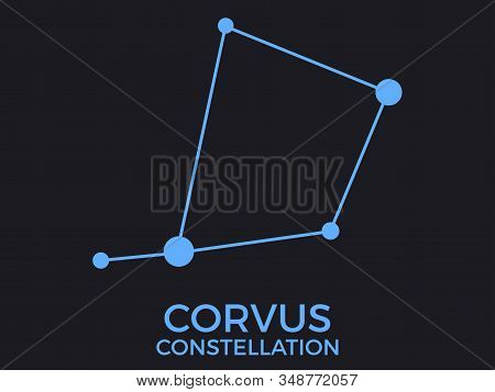 Corvus Constellation. Stars In The Night Sky. Cluster Of Stars And Galaxies. Constellation Of Blue O