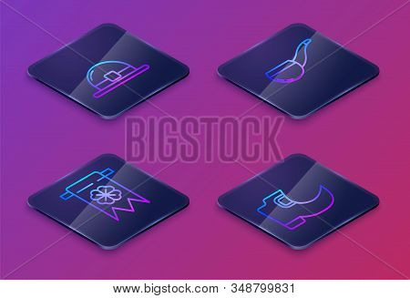 Set Isometric Line Leprechaun Hat, Four Leaf Clover And Party Pennant, Smoking Pipe And Tradition Le