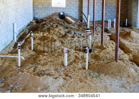 Assembling System Of Sanitary Pvc Sewage Pipes In The Ground Basement