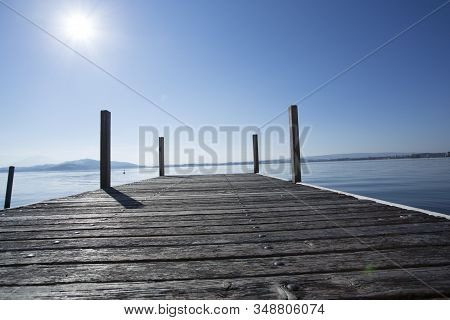 Peaceful Day On The Pier On Lake Zug, Switzerland