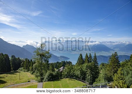 Swiss Alps Landscape Up In Rigi Kalrtbad