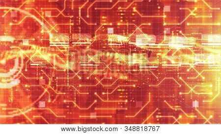 Hi-tech Hud Digital And Circuit Display Holographic Background. Technology Concept