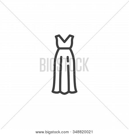 Womens Evening Dress Line Icon. Linear Style Sign For Mobile Concept And Web Design. Ball Gown Dress