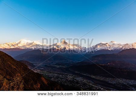 Machapuchare Sunrise View In Dhampus Pokhara Nepal.