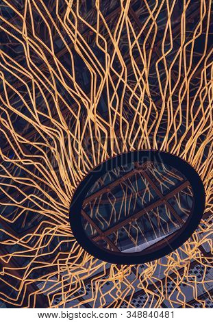 Nur-sultan, Kazakhstan, 02 January, 2020: Modern Illumintaed Ceiling Decor With Illuminated Tubes In